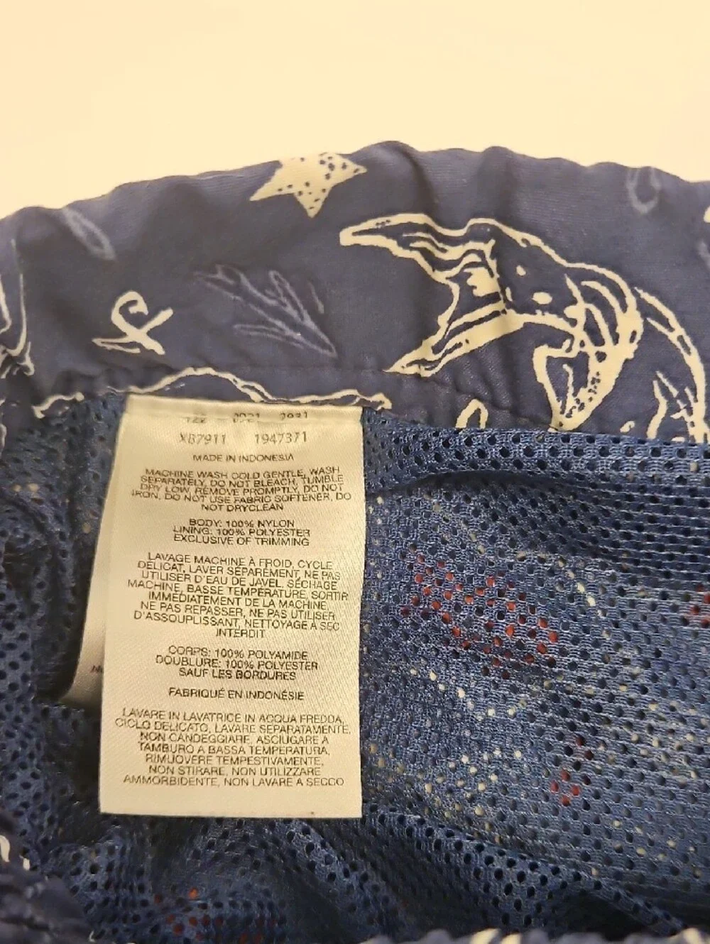 Columbia Boys' Navy Blue Fish & Flag Swim Trunks